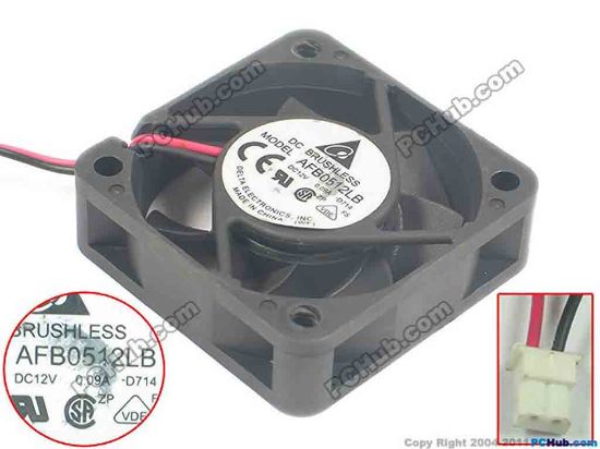 116899 Delta Electronics AFB0512LB Server - Square Fan D714, sq50x50x15, w35x2x2, 12V 0.09A Delta Electronics AFB0512LB Server - Square Fan 