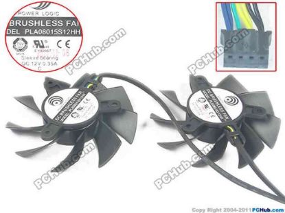 116973 Power Logic PLA08015S12HH Server - Frameless / GPU Fan 75mm dia.Hole=43x43x43mm, w80x4x4, 12V 0.35A, 2Fan Power Logic PLA08015S12HH Server - Frameless / GPU Fan , 