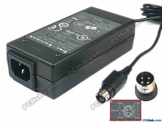 116993 Sino American SA165E-24V AC Adapter 20V & Above 24V, 2.5A, 4-Pin P1&4=V+, C14, New Sino American SA165E-24V AC Adapter 20V & Above 