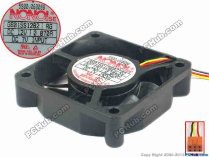 117026 NONOISE G6015S12B2 Server - Square Fan RG, sq60x60x15, 3-wire, 12V 0.070A NONOISE G6015S12B2 Server - Square Fan 
