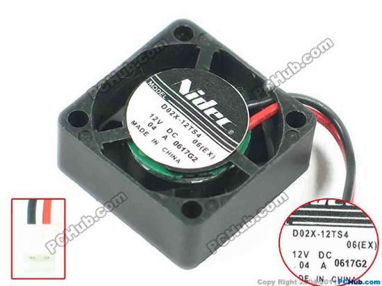 117072 Nidec D02X-12TS4 Server - Square Fan 06(EX), sq25x25x10, w50x2x2, 12V 0.04A Nidec D02X-12TS4 Server - Square Fan 
