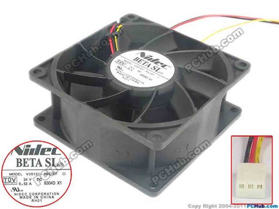 117074 Nidec V35131-58CISF Server - Square Fan sq90x90x38, w180x3x3, 24V 0.53A Nidec V35131-58CISF Server - Square Fan 
