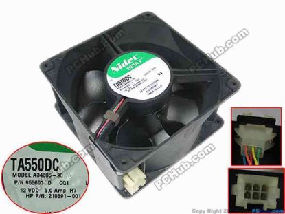 117079 Nidec A34885-90 Server - Square Fan P/N 955001, CQ1, sq140x140x70, 6-wire, 12V 5.0A Nidec A34885-90 Server - Square Fan 