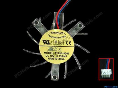 117124 Everflow T125010DM Server - Frameless / GPU Fan dia w70x3x3, 12V 0.15A Everflow T125010DM Server - Frameless / GPU Fan 