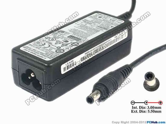 117134 Samsung Laptop N230 AC Adapter- Laptop 19V 2.1A, 5.5/3.0mm With Pin, 3-Prong, New Samsung Laptop N230 AC Adapter- Laptop 