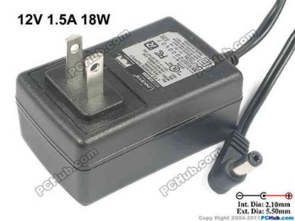 117159 Linksys HK-I118-A12-LH AC Adapter 5V-12V  12V 1.5A, 5.5/2.1mm, US 2-Pin Plug, New Linksys HK-I118-A12-LH AC Adapter 5V-12V 