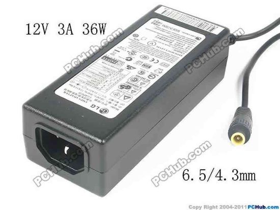 117203 LG Common Item (LG) AC Adapter 5V-12V 12V 3A 36W, Barrel 6.5/4.3mm With Pin, IEC C14, Ne LG Common Item (LG) AC Adapter 5V-12V