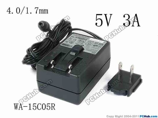 117295 APD / Asian Power Devices WA-15C05R AC Adapter 5V-12V 5V 3A, 4.0/1.7mm, US 2-Pin Plug, New APD / Asian Power Devices WA-15C05R AC Adapter 5V-12V 