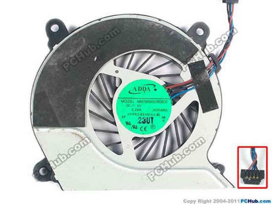 117314 ADDA AB07805HX09DB00 Cooling Fan  0CWJM50, 5V 0.28A, Bare fan ADDA AB07805HX09DB00 Cooling Fan  