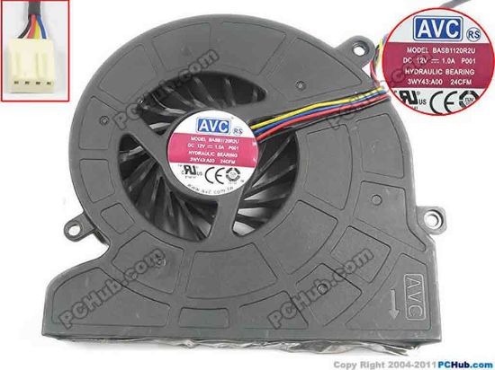 117327 AVC BASB1120R2U Cooling Fan  P001, 12V 1.0A, Bare fan AVC BASB1120R2U Cooling Fan  