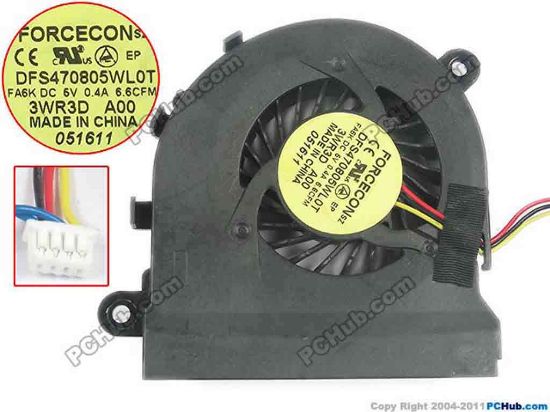 117335 Dell Latitude E5520 Cooling Fan  FA6K, 5V 0.4A, Bare fan Dell Latitude E5520 Cooling Fan  