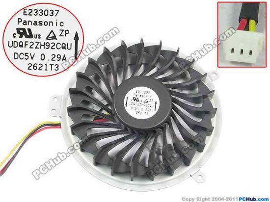 117381 Panasonic UDQF2ZH92CQU Cooling Fan  5V 0.29A, Bare fan, w30x3x3 Panasonic UDQF2ZH92CQU Cooling Fan  