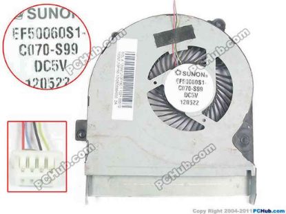 117387 SUNON EF50060S1-C070-S99 Cooling Fan  5V, Bare fan, w30x4x4 SUNON EF50060S1-C070-S99 Cooling Fan  