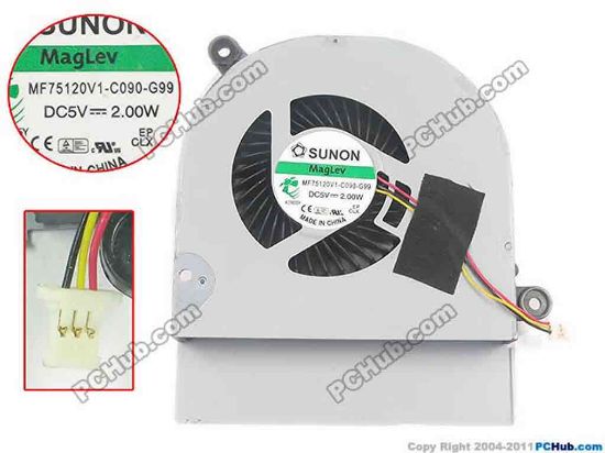 117393 SUNON MF75120V1-C090-G99 Cooling Fan  5V 2.00W, Bare fan, w50x3x3 SUNON MF75120V1-C090-G99 Cooling Fan