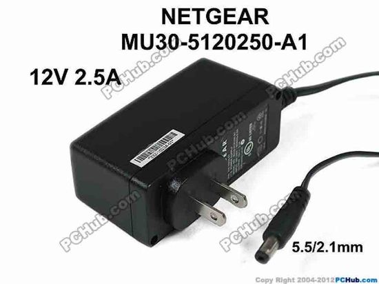 117647 NETGEAR MU30-5120250-A1 AC Adapter - NEW Original 12V 2.5A, 5.5/2.1mm, US 2-Pin Plug, New NETGEAR MU30-5120250-A1 AC Adapter - NEW Original 