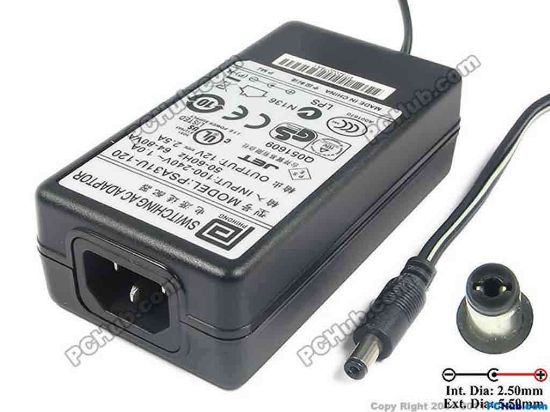 117668 PHIHONG PSA31U-120 AC Adapter 5V-12V 12V 2.5A, 5.5/2.5mm, C14 PHIHONG PSA31U-120 AC Adapter 5V-12V
