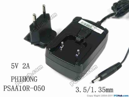 117675 PHIHONG PSAA10R-050  AC Adapter - NEW Original 5V 2A, 3.5/1.35mm, EU 2-Pin, New PHIHONG PSAA10R-050  AC Adapter - NEW Original 