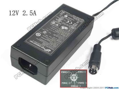 117717 FSP Group Inc FSP030-DGAA1 AC Adapter - NEW Original 12V 2.5A, 4-Pin, P1&4=+, C14 FSP Group Inc FSP030-DGAA1 AC Adapter - NEW Original