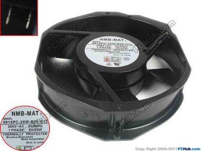 118019 NMB-MAT / Minebea 5915PC-20W-B20-S12 Server - Round Fan AC 200V 28W, 172x172x38mm NMB-MAT / Minebea 5915PC-20W-B20-S12 Server - Round Fan 