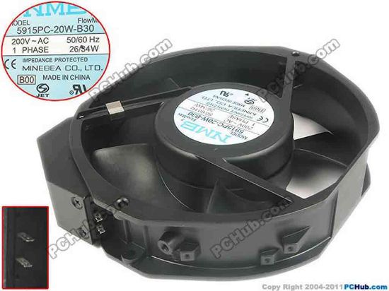 118021 NMB-MAT / Minebea 5915PC-20W-B30 Server - Round Fan DC 200V 34W, 172x150x38mm, B00 NMB-MAT / Minebea 5915PC-20W-B30 Server - Round Fan 