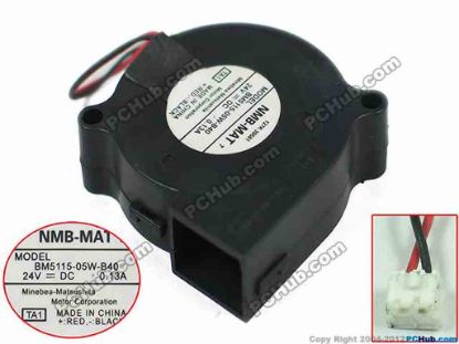 118029 NMB-MAT / Minebea BM5115-05W-B40 Server - Blower Fan TA1, bw50x50x15, 2-wire, 24V 0.13A NMB-MAT / Minebea BM5115-05W-B40 Server - Blower Fan 