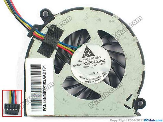 118463 Delta Electronics KSB0405HB Cooling Fan  BD37, 5V 0.50A, Bare fan Delta Electronics KSB0405HB Cooling Fan  
