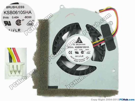 118466 Delta Electronics KSB06105HA Cooling Fan  BD50, 5V 0.40A, Bare fan Delta Electronics KSB06105HA Cooling Fan  