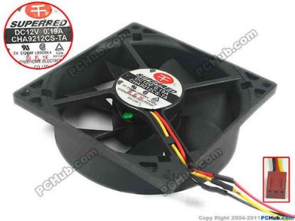 118541 Superred CHA9212CS-TA Server - Square Fan sq90x90x25, 3-wire, 12V 0.19A Superred CHA9212CS-TA Server - Square Fan 