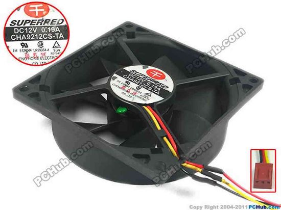 118541 Superred CHA9212CS-TA Server - Square Fan sq90x90x25, 3-wire, 12V 0.19A Superred CHA9212CS-TA Server - Square Fan 