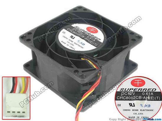 118545 Superred CHC8012CB-AH(E)(T) Server - Square Fan sq80x80x38, 4-wire, 12V 0.61A Superred CHC8012CB-AH(E)(T) Server - Square Fan 