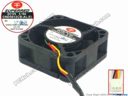 118552 Superred CHD5012CB-AL(E) Server - Square Fan sq50x50x15, 3-wire, 12V 0.18A Superred CHD5012CB-AL(E) Server - Square Fan 