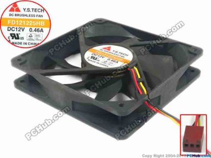 118601 Y.S TECH FD121225HB Server - Square Fan sq120x120x25, w180x3x3, DC 12V 0.46A Y.S TECH FD121225HB Server - Square Fan 