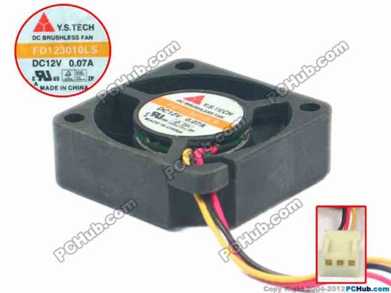 118605 Y.S TECH FD123010LS Server - Square Fan sq30x30x10, w60x3x3, 12V 0.07A Y.S TECH FD123010LS Server - Square Fan 