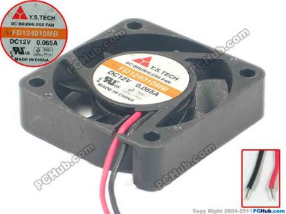 118611 Y.S TECH FD124010MB Server - Square Fan sq40x40x10, 2-wire, 12V 0.065A Y.S TECH FD124010MB Server - Square Fan