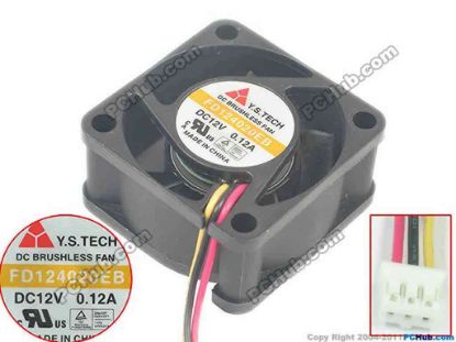 118612 Y.S TECH FD124020EB Server - Square Fan sq40x40x20, w60x3x3, 12V 0.12A Y.S TECH FD124020EB Server - Square Fan