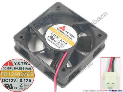 118615 Y.S TECH FD125015LL Server - Square Fan sq50x50x15, 2-wire, 12V 0.11A Y.S TECH FD125015LL Server - Square Fan 