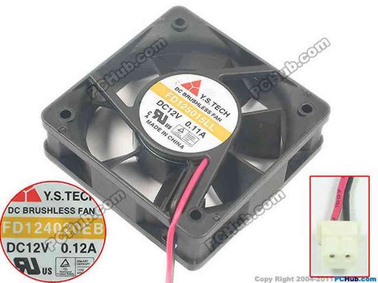 118615 Y.S TECH FD125015LL Server - Square Fan sq50x50x15, 2-wire, 12V 0.11A Y.S TECH FD125015LL Server - Square Fan 