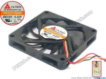 118624 Y.S TECH FD127010MB Server - Square Fan sq70x70x10, w170x3x3, 12V 0.22A Y.S TECH FD127010MB Server - Square Fan 