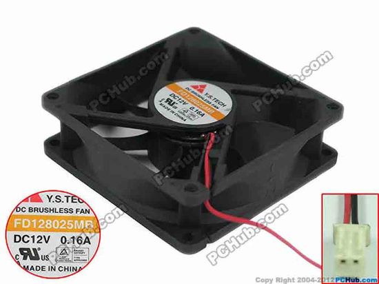 118626 Y.S TECH FD128025MB Server - Square Fan sq80x80x25, 2-wire, 12V 0.16A Y.S TECH FD128025MB Server - Square Fan 
