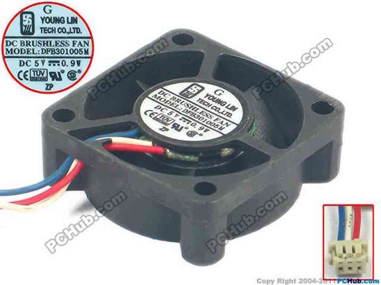 118660 Young Lin DFB301005M Server - Square Fan sq30x30x10, w100x3x3, 5V 0.9W Young Lin DFB301005M Server - Square Fan 