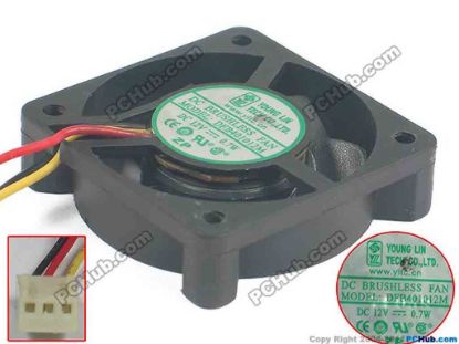 118663 Young Lin DFB401012M Server - Square Fan sq40x40x10, w60x3x3, 12V 0.7W Young Lin DFB401012M Server - Square Fan 