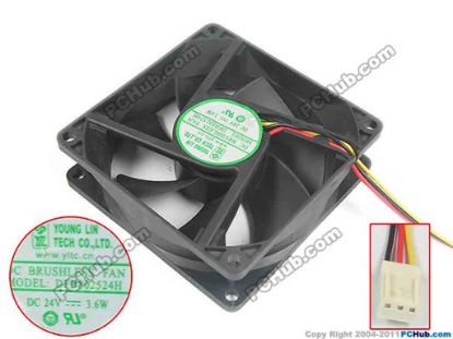 118665 Young Lin DFB802524H Server - Square Fan sq80x80x25, 3-wire, 24V 3.6W Young Lin DFB802524H Server - Square Fan 