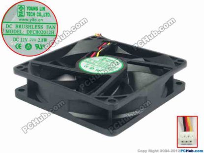 118669 Young Lin DFC802012H Server - Square Fan sq80x80x20, w60x3x3, 12V 2.8W Young Lin DFC802012H Server - Square Fan