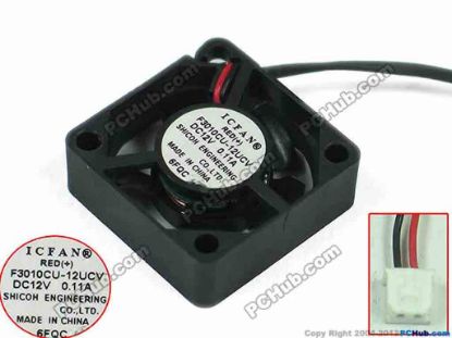 119094 ICFAN / SHICOH F3010CU-12UCV Server - Square Fan sq30x30x10, w200x2x2, DC 12V 0.11A ICFAN / SHICOH F3010CU-12UCV Server - Square Fan 