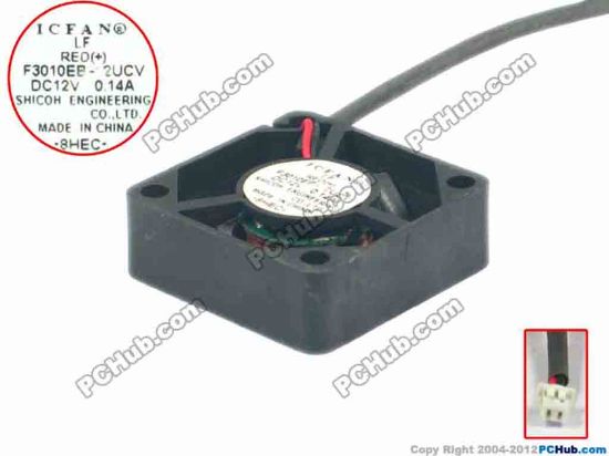 119095 ICFAN / SHICOH F3010EB-12UCV Server - Square Fan sq30x30x10, 2-wire, 12V 0.14A ICFAN / SHICOH F3010EB-12UCV Server - Square Fan 