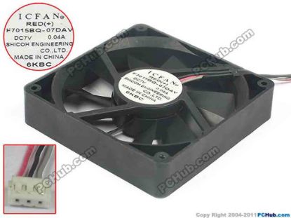 119104 ICFAN / SHICOH F7015BQ-07DAV Server - Square Fan 01, sq70x70x15, w70x3x3, 7V 0.04A ICFAN / SHICOH F7015BQ-07DAV Server - Square Fan 