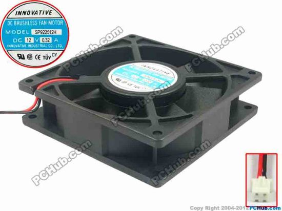 119113 INNOVATIVE SP922512H Server - Square Fan sq90x90x25, 2-wire, 12V 0.32A INNOVATIVE SP922512H Server - Square Fan