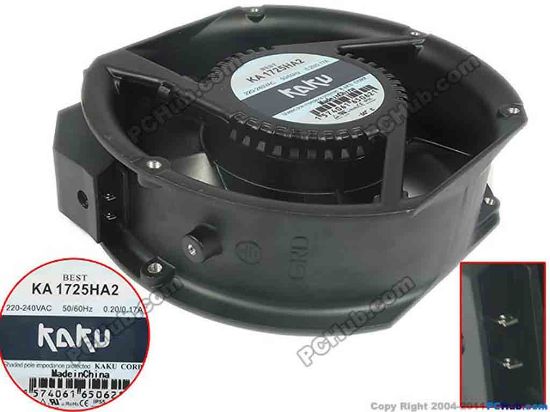 119122 Kaku KA1725HA2 Server - Round Fan dia172x150x51, 2Pin, 240V 0.20A Kaku KA1725HA2 Server - Round Fan 