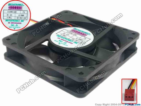 119155 MECHATRONICS E1225E12B2 Server - Square Fan FS, sq120x120x25, w160x3x3, 12V 0.580A MECHATRONICS E1225E12B2 Server - Square Fan