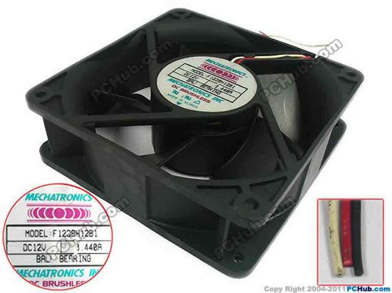 119165 MECHATRONICS F1238H12B1 Server - Square Fan sq120x120x38, 3-wire, 12V 0.440A MECHATRONICS F1238H12B1 Server - Square Fan